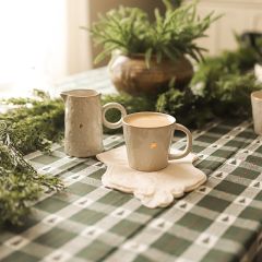 Christmas Green Plaid and Trees Tablecloth