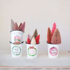 Christmas Image Metal Bucket Set of 4