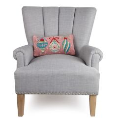 Christmas Ornaments Wool Hooked Lumbar Pillow