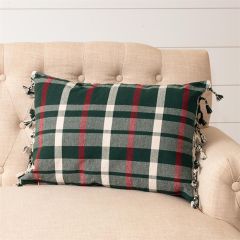 Christmas Plaid Throw Pillow With Tassels