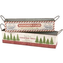 Christmas Rectangular Metal Bin Set of 2