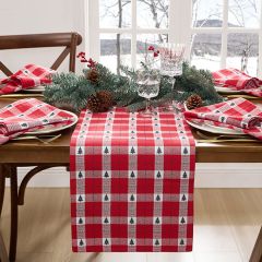 Christmas Red Plaid and Trees Table Runner