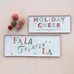 Christmas Sayings Metal Tray Set of 2