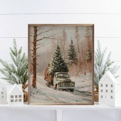 Christmas Tree Delivery Truck Framed Wall Decor