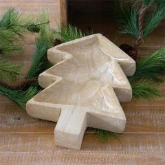 Christmas Tree Raw Wood Dough Bowl