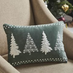 Christmas Trees Green Velvet Accent Pillow