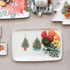 Christmas Trees Stoneware Platter