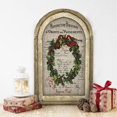 Christmas Wreath Arched Linen Wall Decor