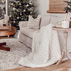 Chunky Double Knit Handmade Throw Ivory