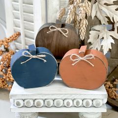 Chunky Pumpkin With Twine Bow Set of 3