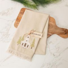 Church Applique Fringed Tea Towel Set of 2