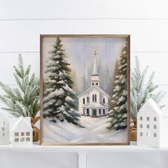 Church With Snow Framed Wall Decor