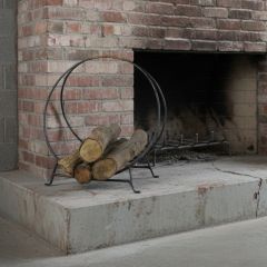Circle Iron Log Holder With Leather Handle