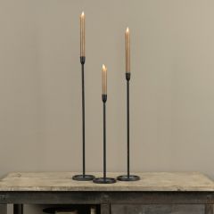 Classic Black Metal Taper Candle Holder Set of 3