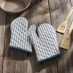 Classic Blue Ticking Stripe Oven Mitt Set of 2