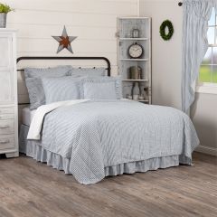 Classic Blue Ticking Stripe Quilt and Shams Set