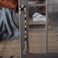 Classic Boho Tasseled Wood Bead Garland Set of 2