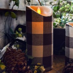 Buffalo Check Flameless Pillar Candle, 7 Inch