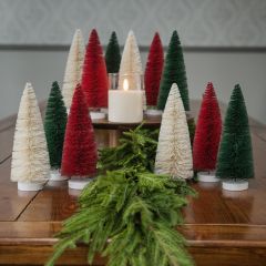 Classic Christmas 8 Inch Bottlebrush Tree Set of 12