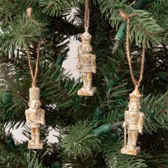 Classic Christmas Antiqued Nutcracker Ornaments Set of 3