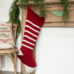 Classic Christmas Striped Knit Stocking
