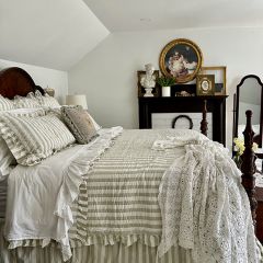 Classic Country Stripe Ruffled Quilt Set