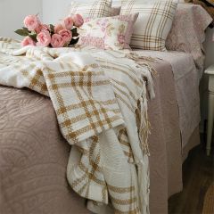 Classic Country Wheat Plaid Fringed Throw