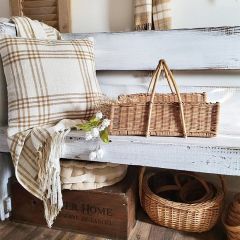 Classic Country Wheat Plaid Fringed Throw