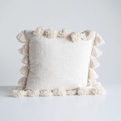 Classic Cream Tasseled Pillow Cover