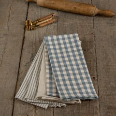 Classic Farmhouse Blue and Cream Kitchen Towels Set of 3