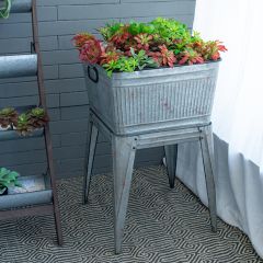 Classic Farmhouse Galvanized Beverage Tub on Stand