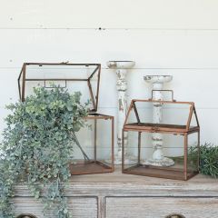 Classic Farmhouse Greenhouse Terrarium Set of 2