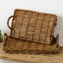 Classic Farmhouse Handled Basket Trays Set of 2