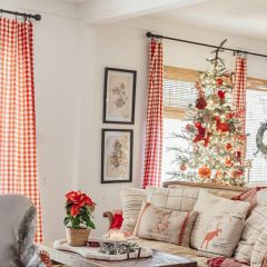 Classic Farmhouse Red Check Curtain Panels Set of 2