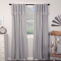 Classic Farmhouse Ticking Blue Stripe Curtain Panel Set of 2