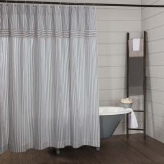 Classic Farmhouse Ticking Blue Stripe Shower Curtain