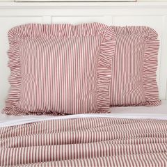 Classic Farmhouse Ticking Red Stripe Euro Sham