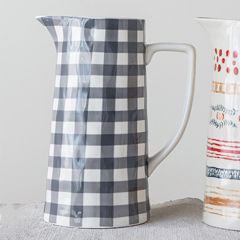 Classic Gingham Stoneware Pitcher