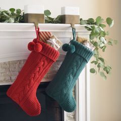 Classic Knit Christmas Stocking Set of 2