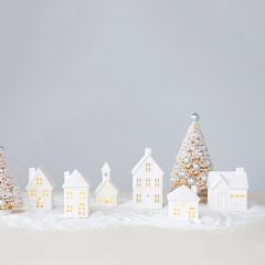 Classic Lighted Stoneware House Set of 6