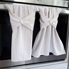 Classic Neutrals Ticking Stripe Kitchen Towel Set of 2