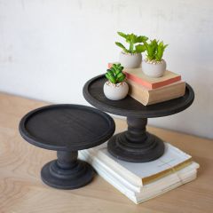 Classic Round Wood Display Pedestal Set of 2