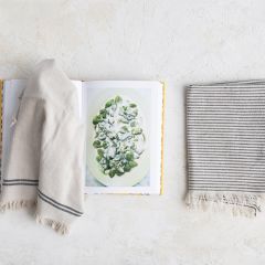 Classic Stripes Fringed Cotton Tea Towels Set of 2