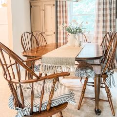 Classic Ticking Stripe Chair Cushion With Ruffle