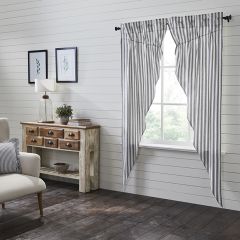 Classic Ticking Stripe Prairie Curtain Panel Set of 2