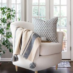 Classic Vintage Style Grain Sack Throw Oatmeal