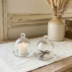 Clear Glass Dome Display Cloche with Base Set of 2