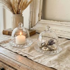 Clear Glass Dome Display Cloche with Fluted Base