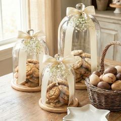 Clear Glass Dome Display With Wooden Base