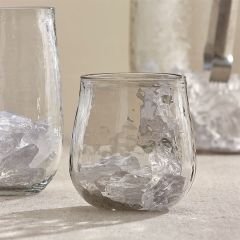 Clear Textured Beverage Glass 4 Inch Set of 4